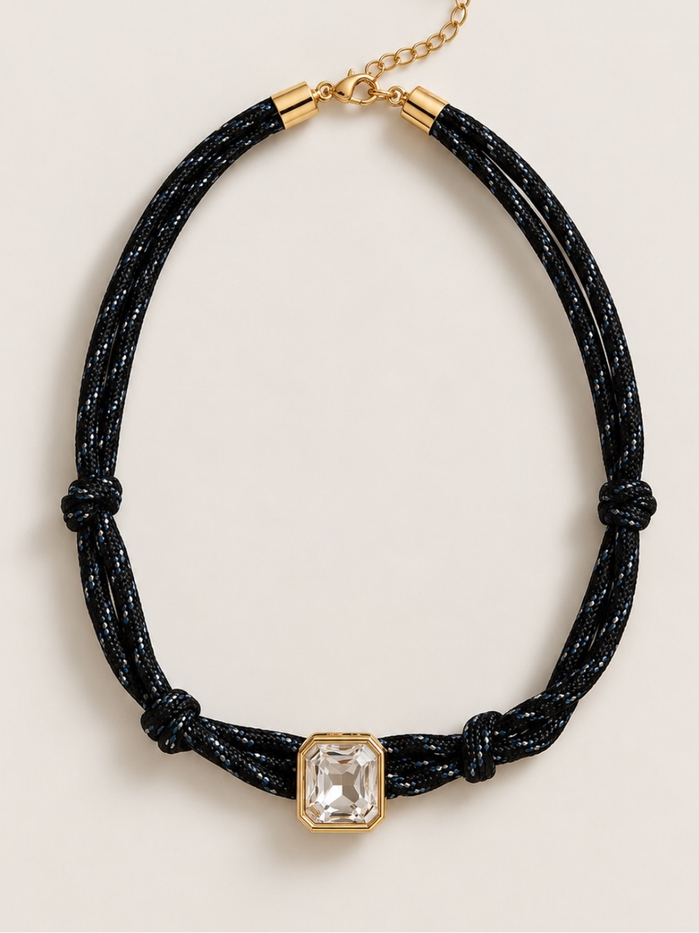 New! Navy Blue Crystal Pendant Cord Necklace NWOT 4003
